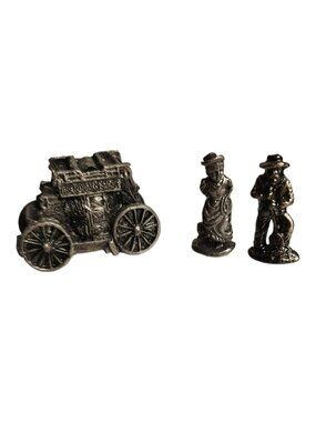 Liberty Falls Pewter Miniatures 3 pc lot 2 Figures & Mail Stagecoach